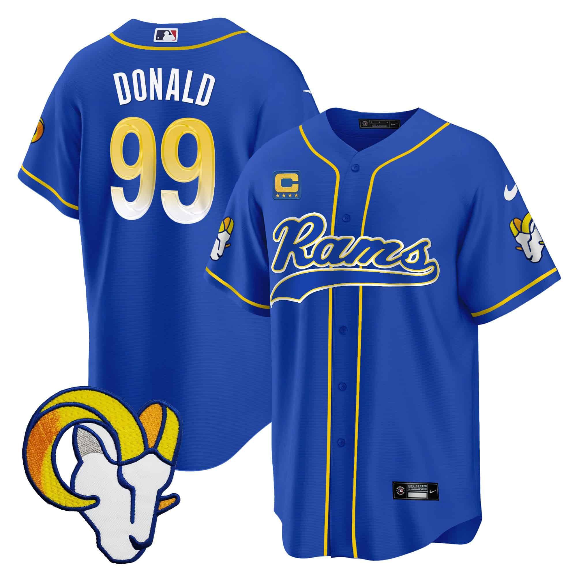 Men Los Angeles Rams #99 Donald Blue 2024 Nike Baseball NFL Jersey style 1